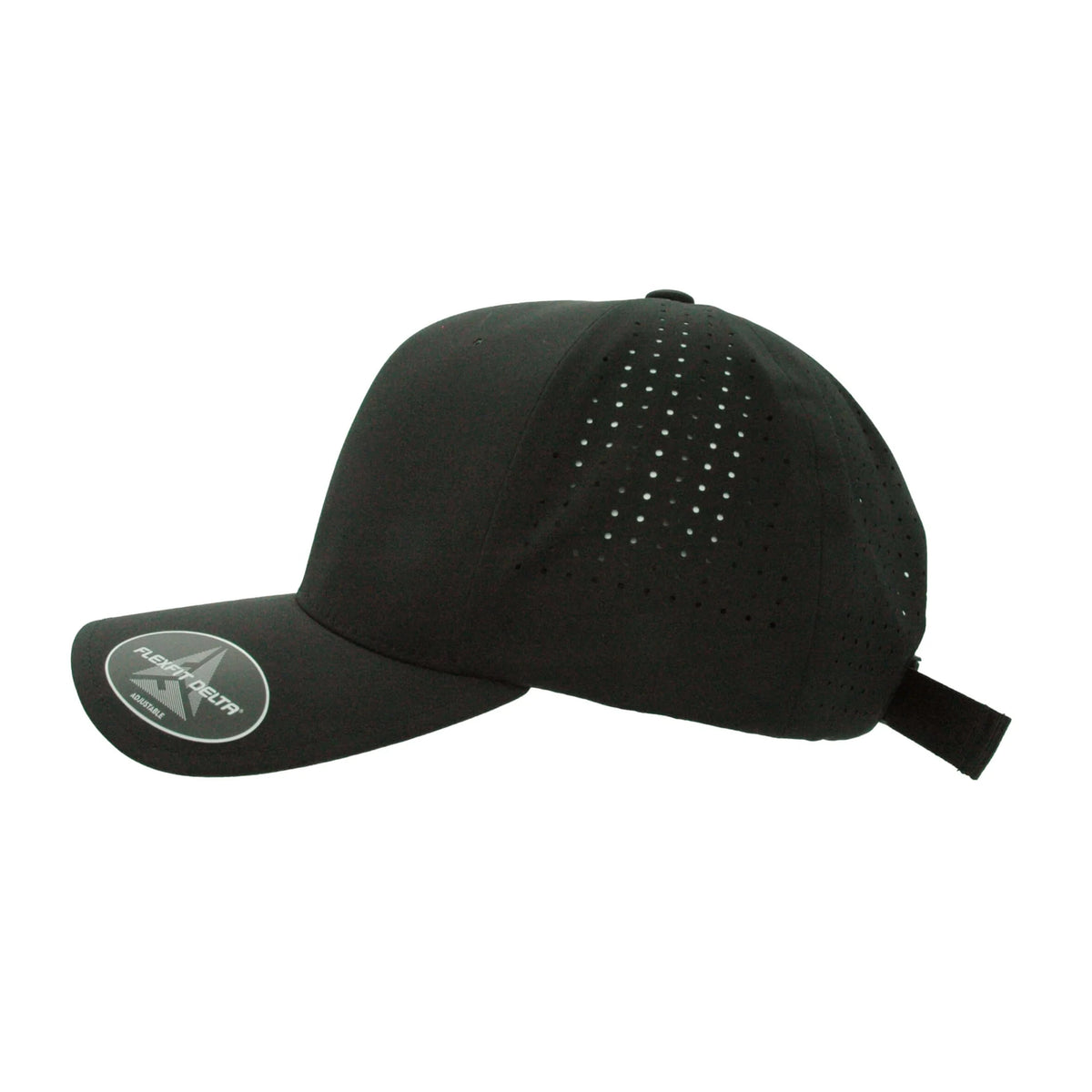Flexfit Delta Black Perforated Cap with Adjustable Fit